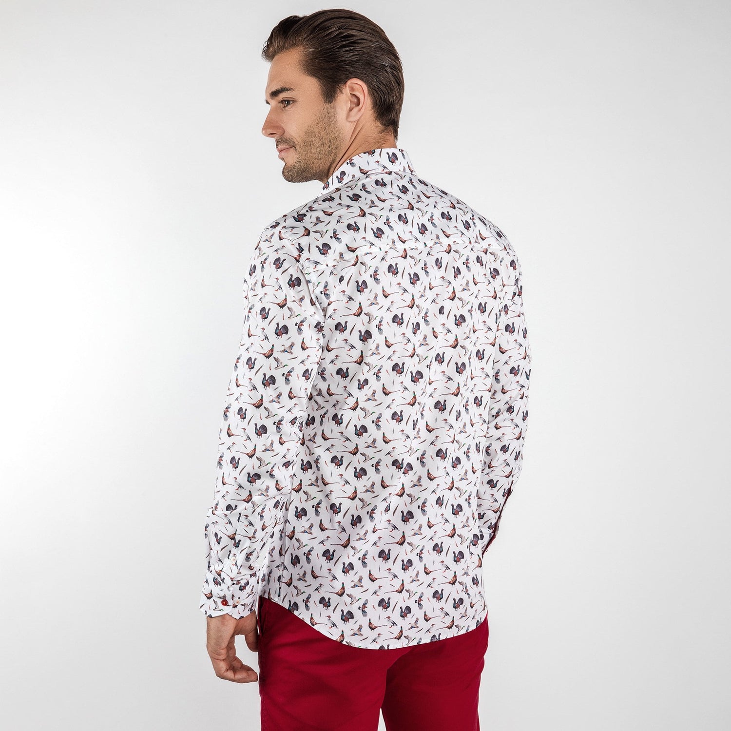 BIRDS OF A FEATHER PRINT SHIRT