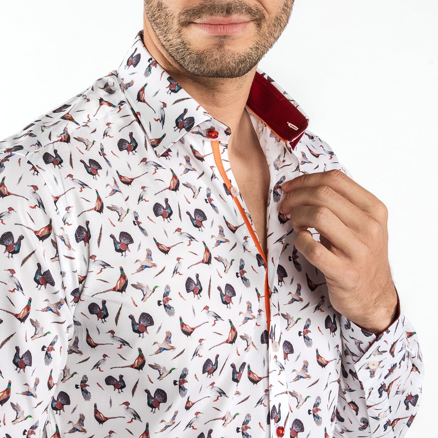 BIRDS OF A FEATHER PRINT SHIRT