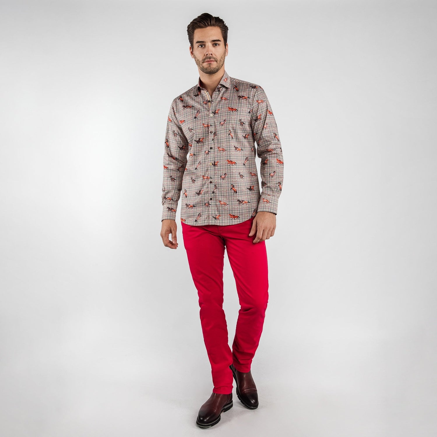 MUSTANGS ON PUPPYTOOTH BACKGROUND PRINT SHIRT