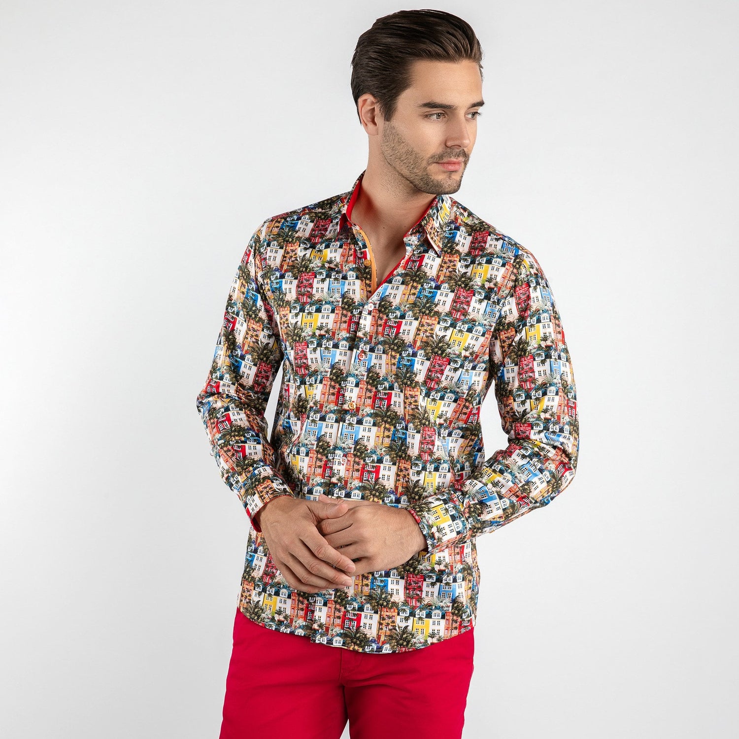 HOLIDAY HOUSES EXOTIC PRINT SHIRT