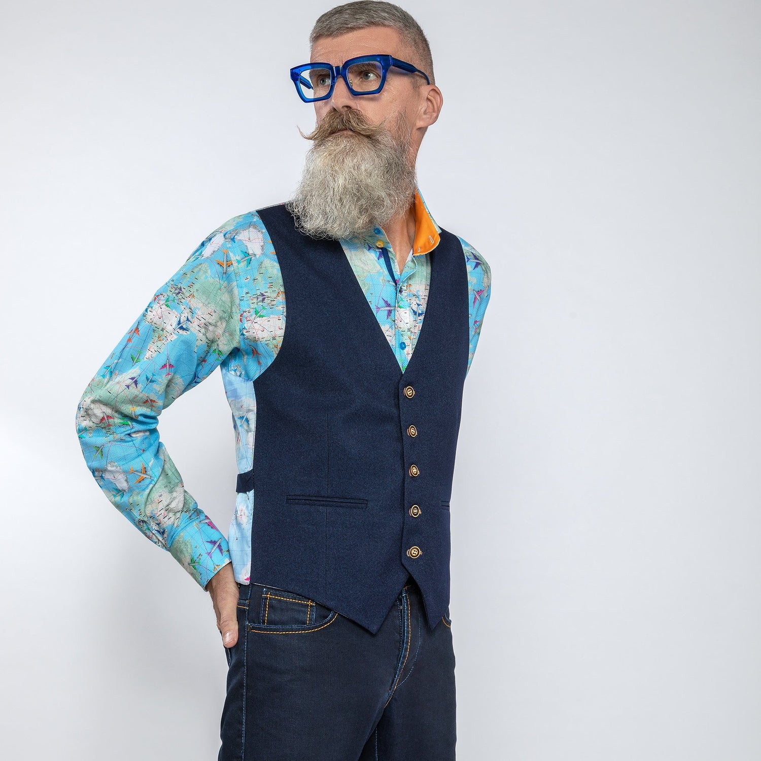 *CL1049 FLIGHT MAP WAISTCOAT