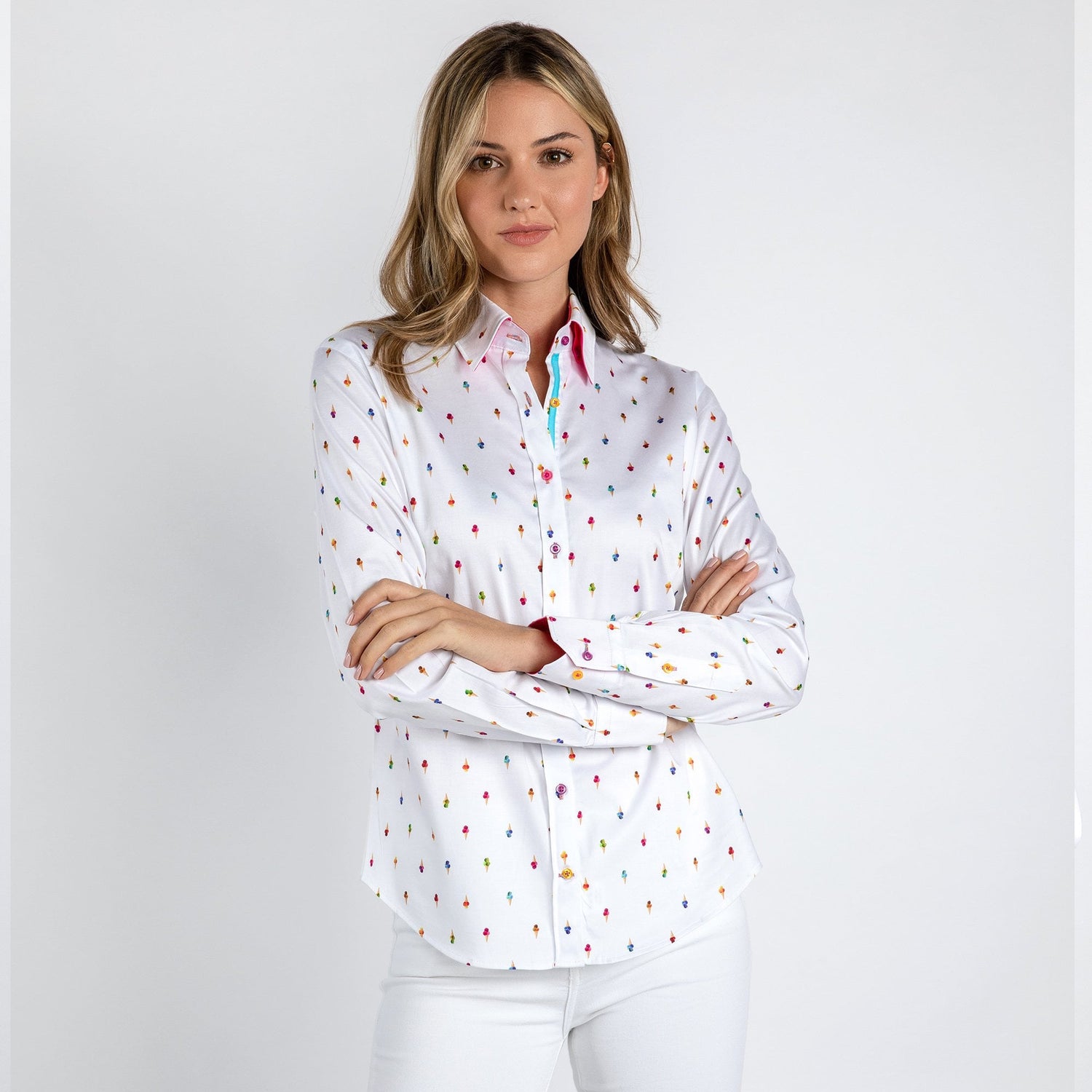 ICE CREAM GELATO CONES  WOMENS  PRINT SHIRT