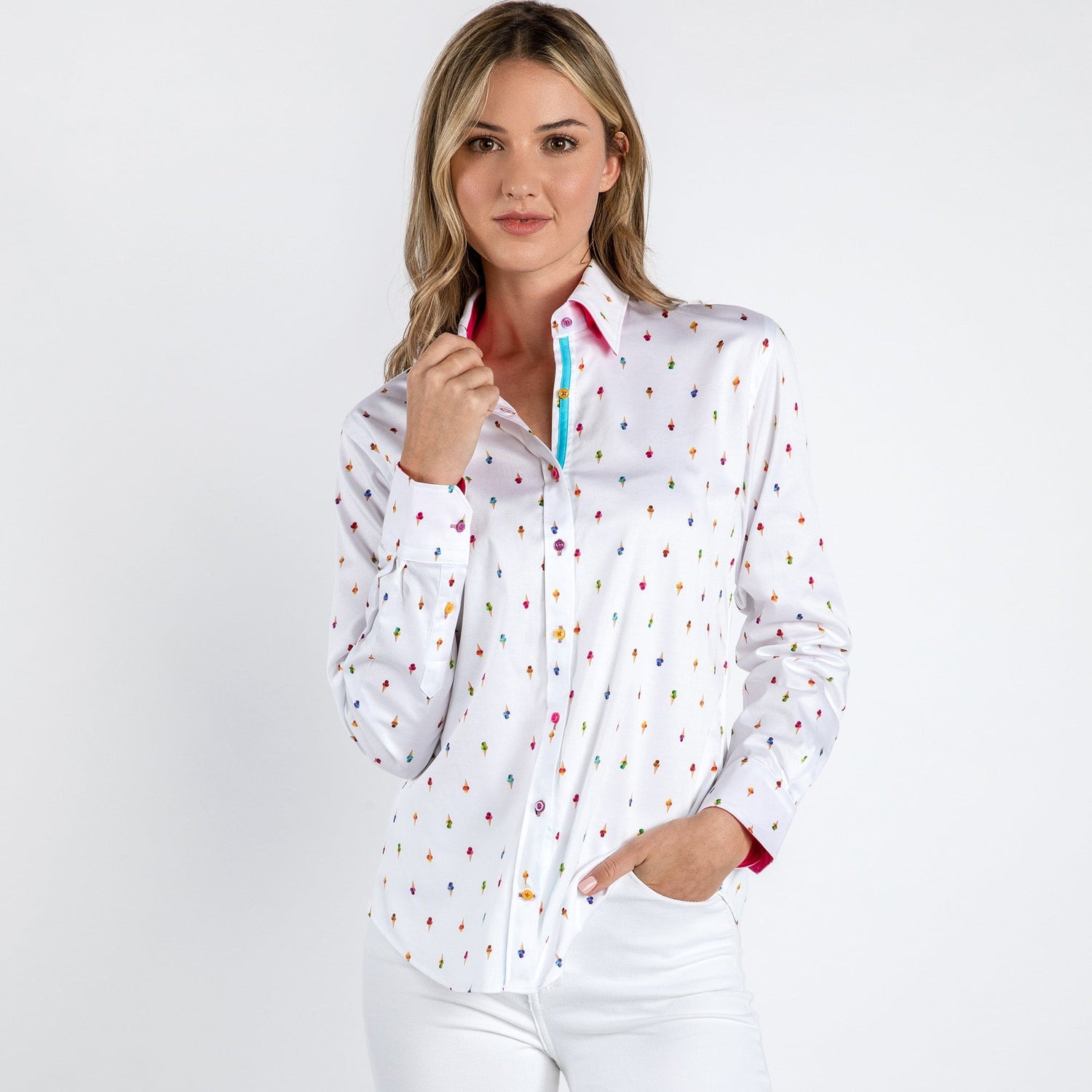 ICE CREAM GELATO CONES  WOMENS  PRINT SHIRT