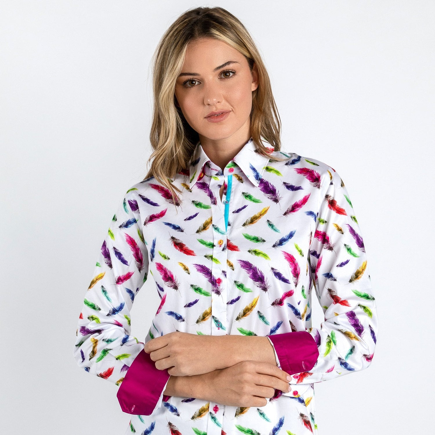 MULTICOLOUR FEATHERS WOMENS  PRINT SHIRT