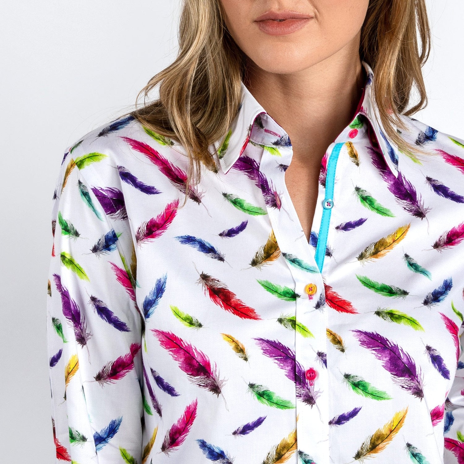 MULTICOLOUR FEATHERS WOMENS  PRINT SHIRT