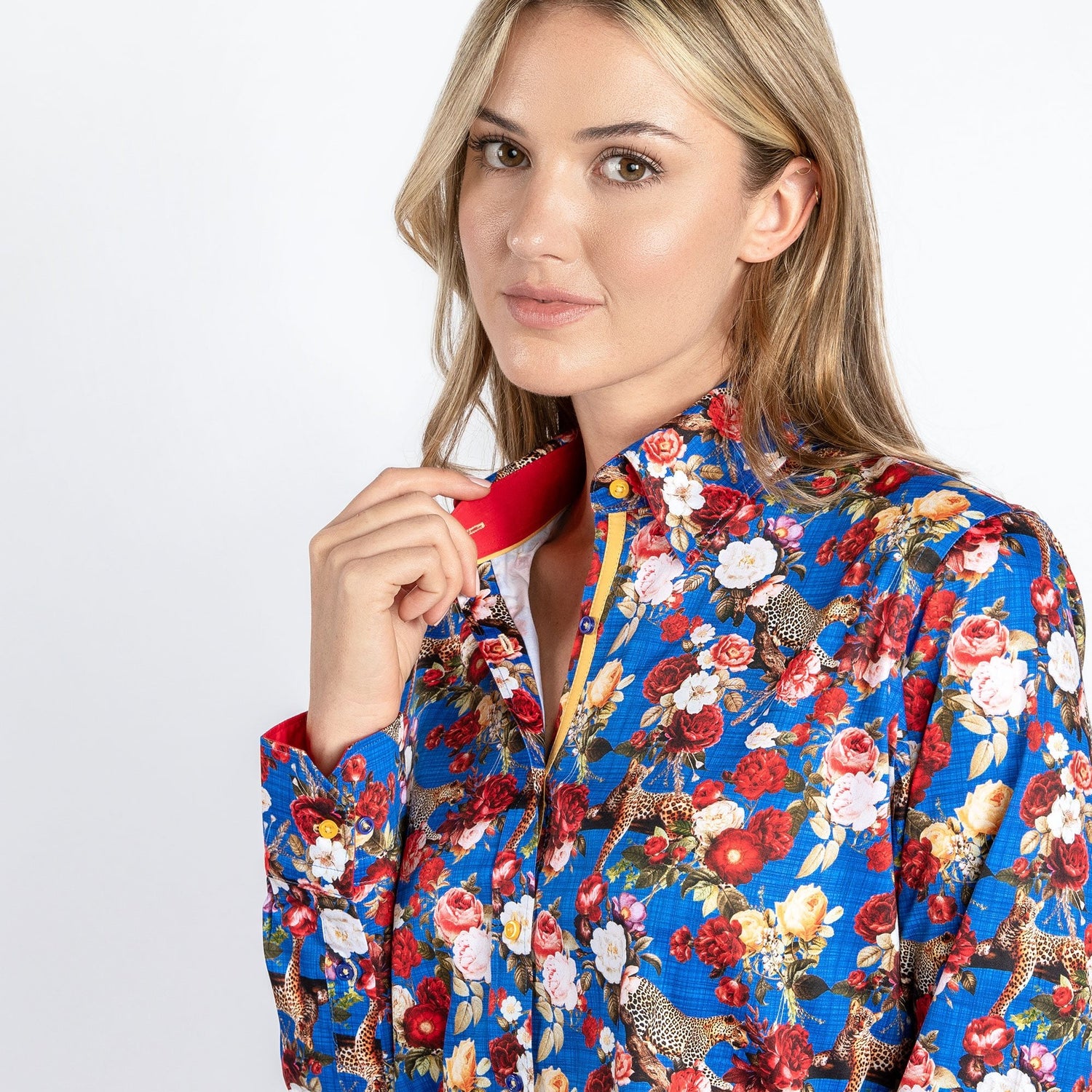 LEOPARDS & ROSES WOMENS PRINT SHIRT