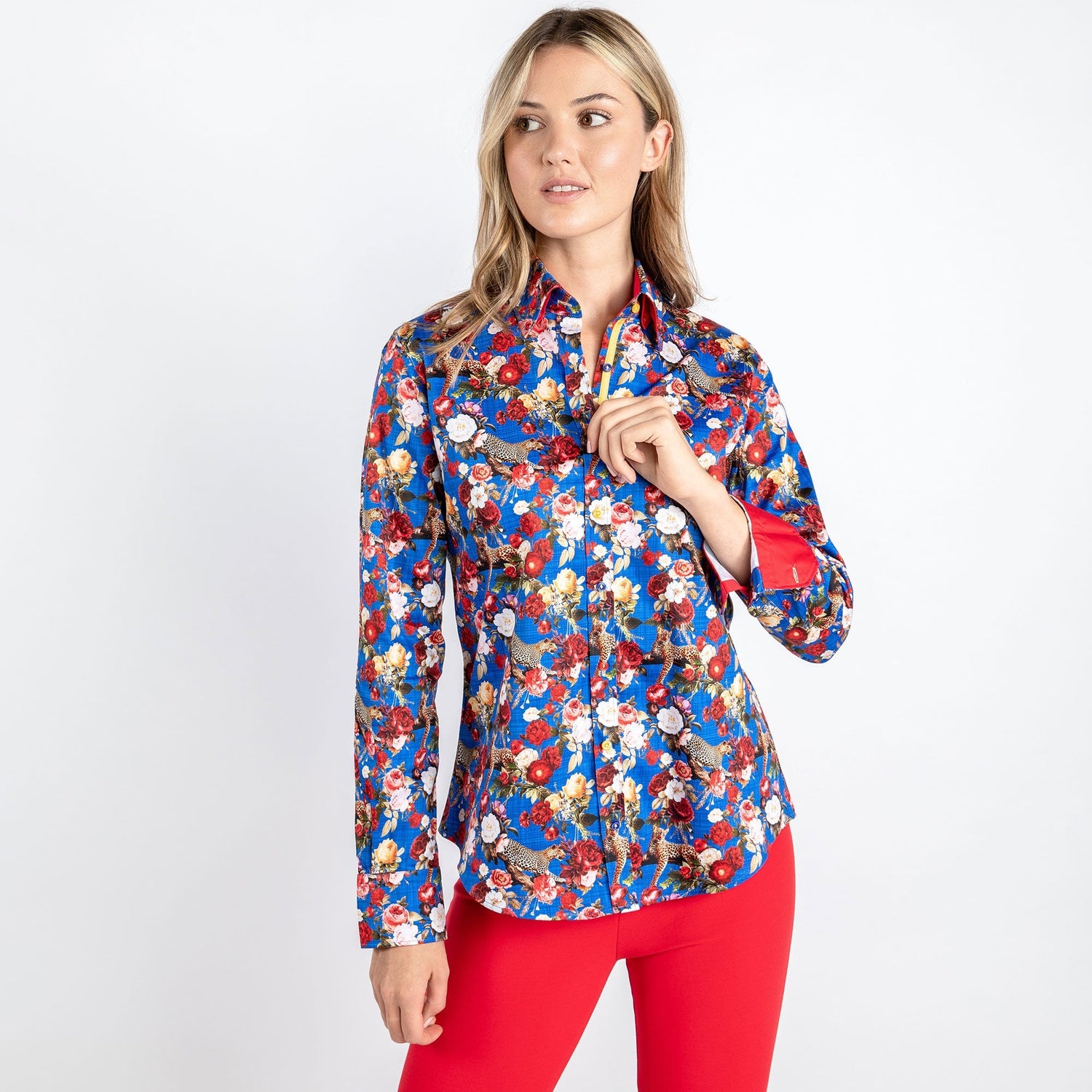 LEOPARDS & ROSES WOMENS PRINT SHIRT