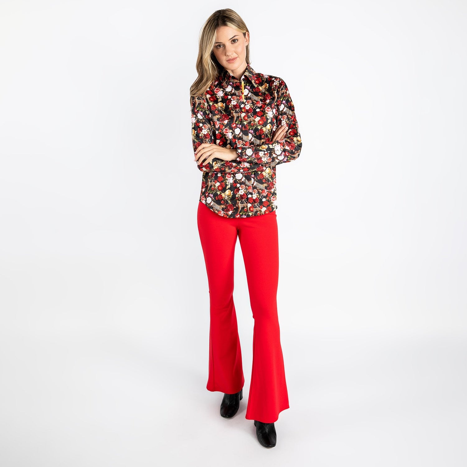 LEOPARDS & ROSES WOMENS PRINT SHIRT