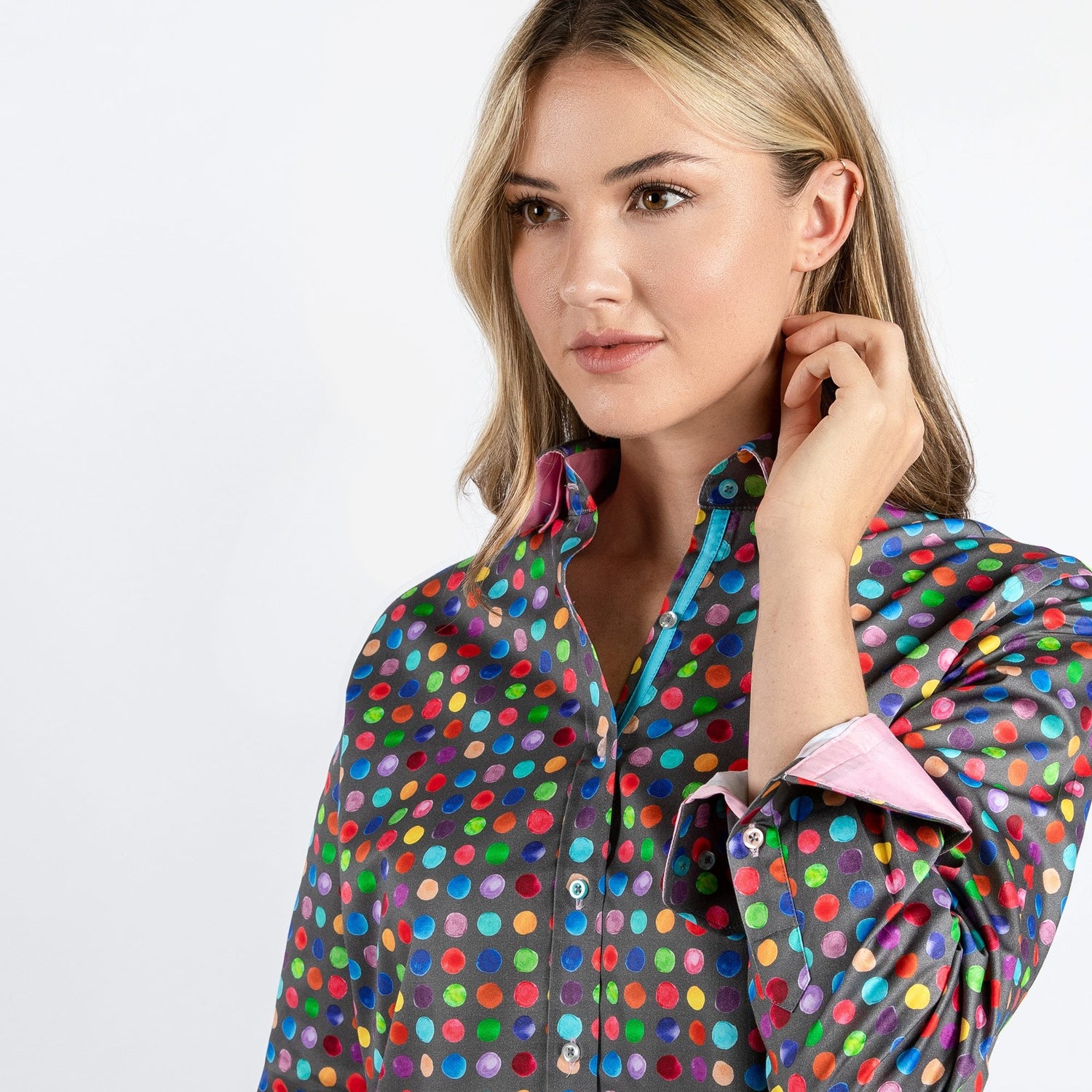 MULTICOLOUR SMALL POLKADOT WOMENS PRINT SHIRT