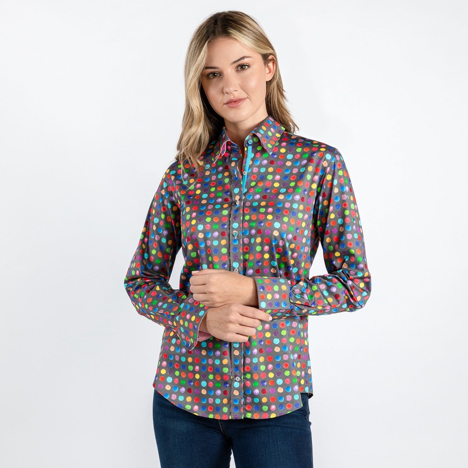 MULTICOLOUR SMALL POLKADOT WOMENS PRINT SHIRT