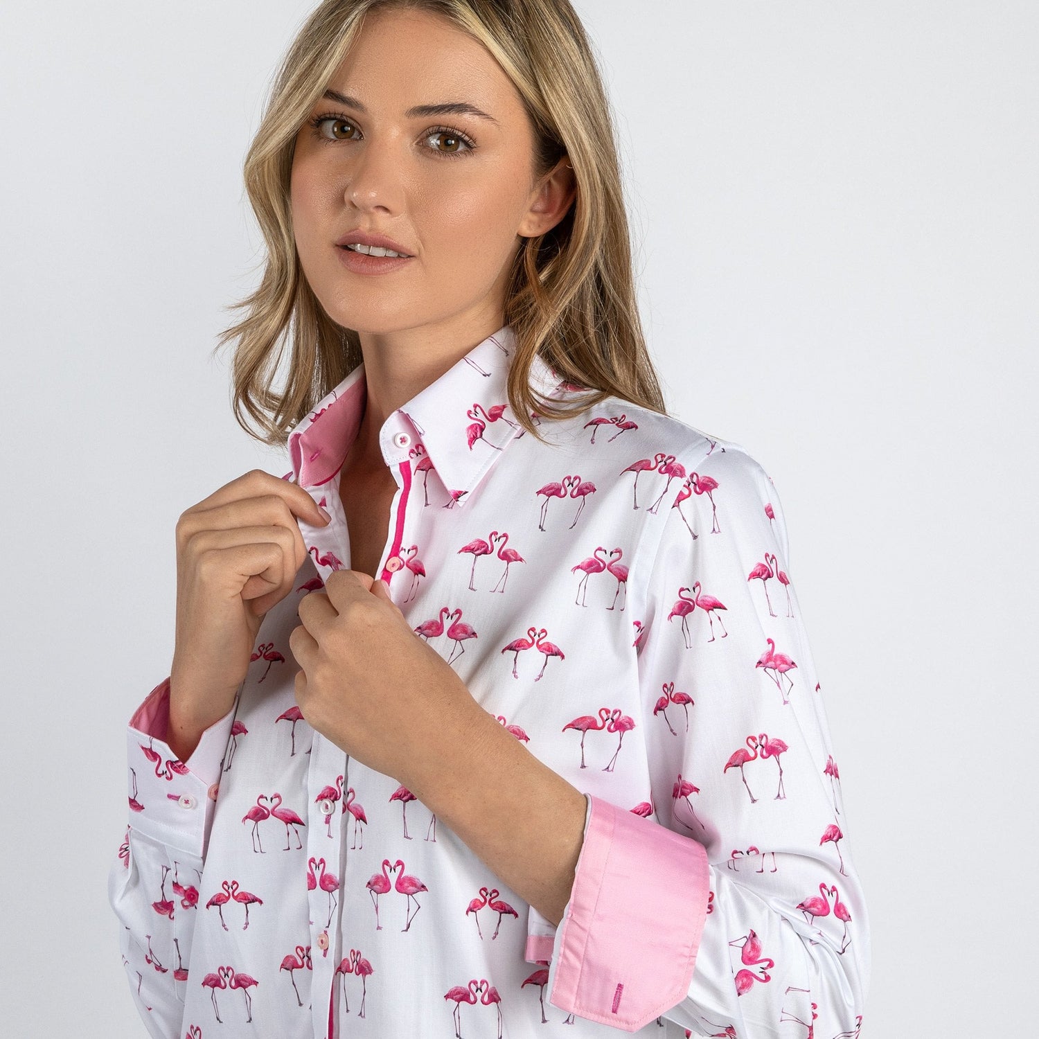 KISSING FLAMINGO WOMENS PRINTED SHIRT