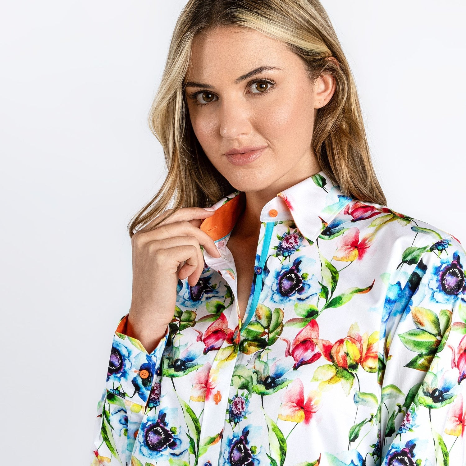 WATERCOLOUR FLOWER PRINT WOMENS SHIRT