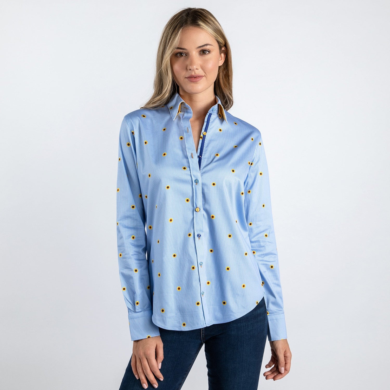 ZIGZAG SUNFLOWER WOMENS PRINT SHIRT