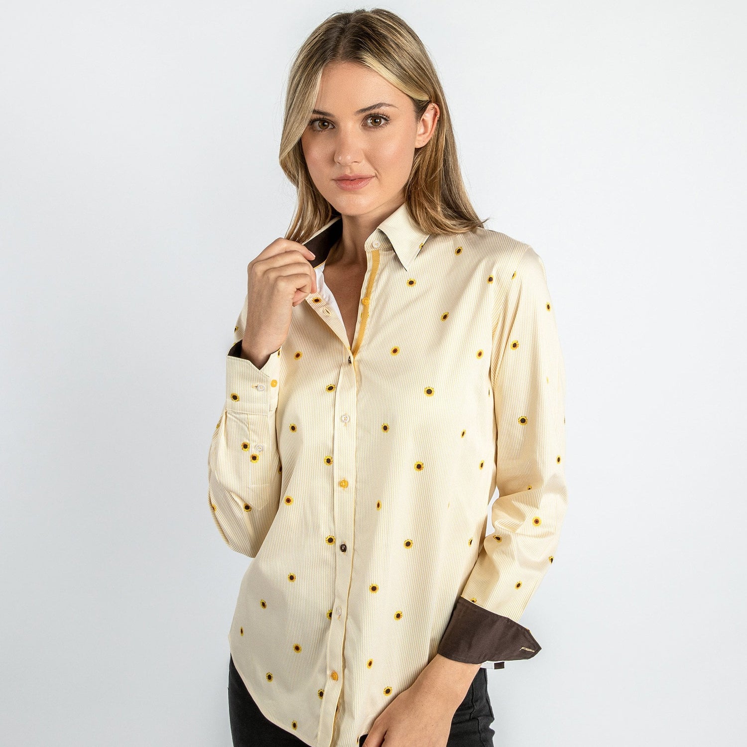 ZIGZAG SUNFLOWER WOMENS PRINT SHIRT