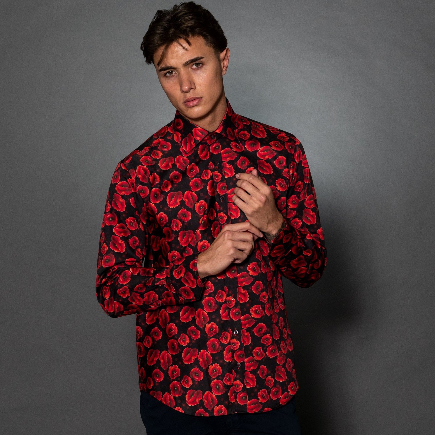 REMEMBRANCE POPPY CASCADE PRINT SHIRT