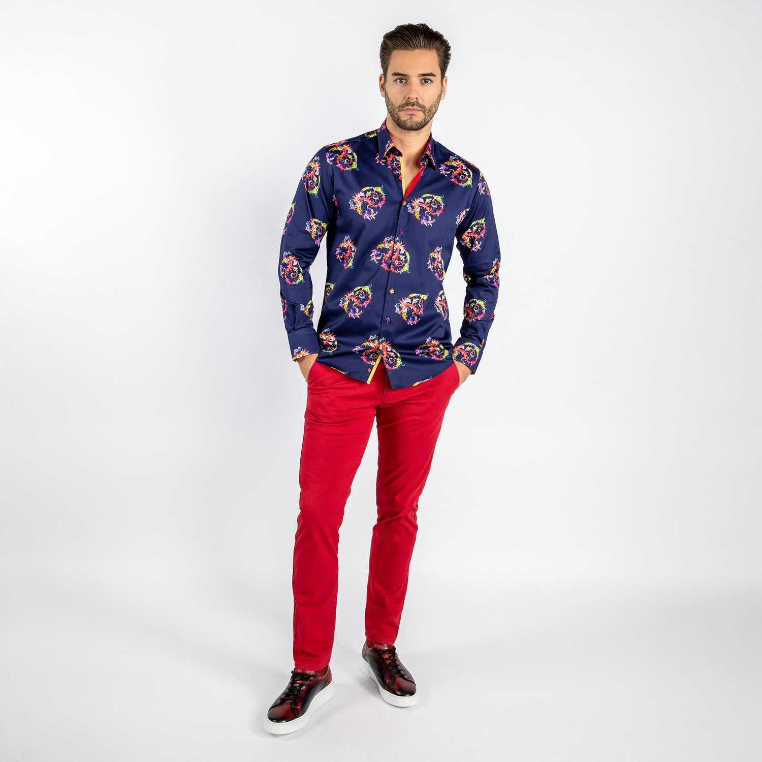 MULTICOLOUR BAROQUE ORNAMENTS PRINT SHIRT