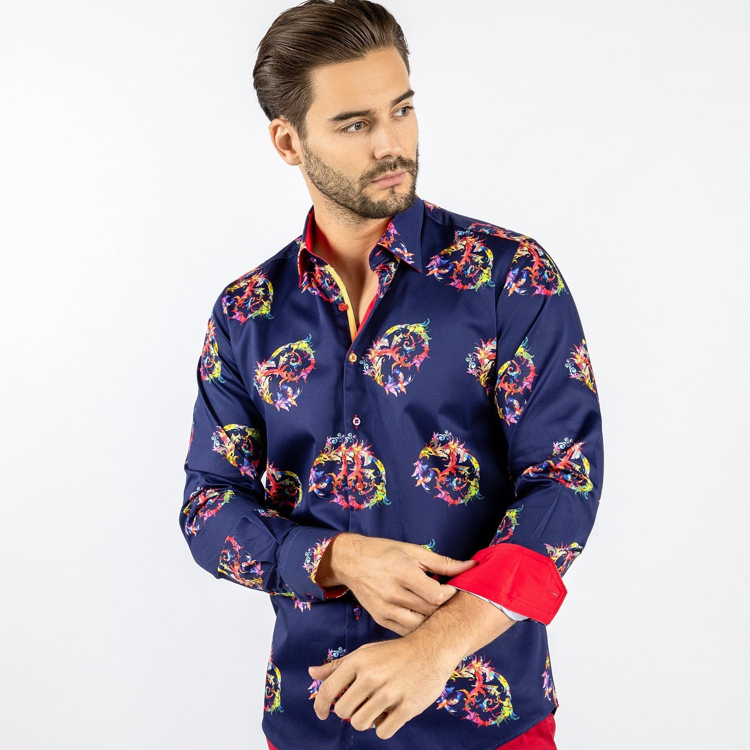 MULTICOLOUR BAROQUE ORNAMENTS PRINT SHIRT