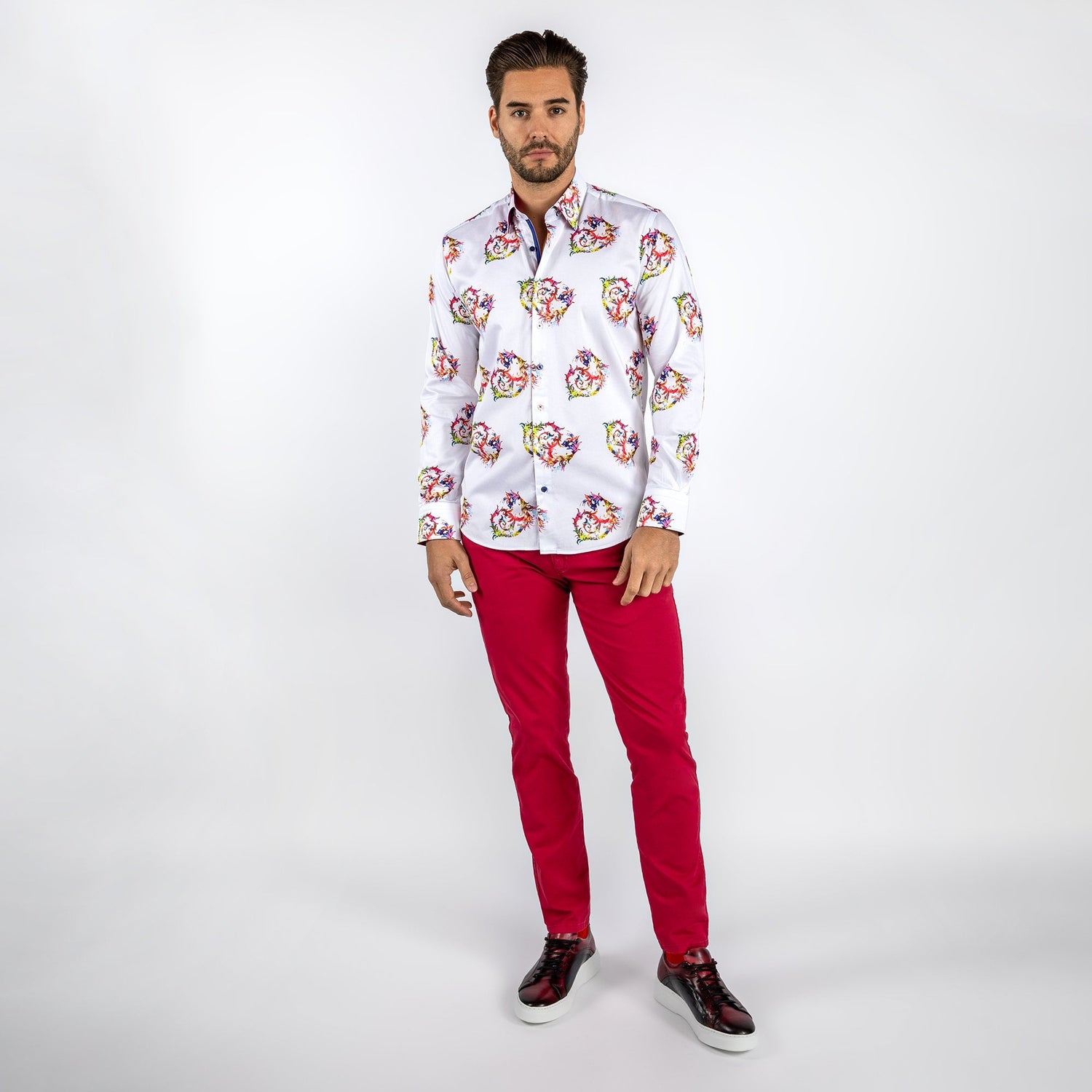 MULTICOLOUR BAROQUE ORNAMENTS PRINT SHIRT