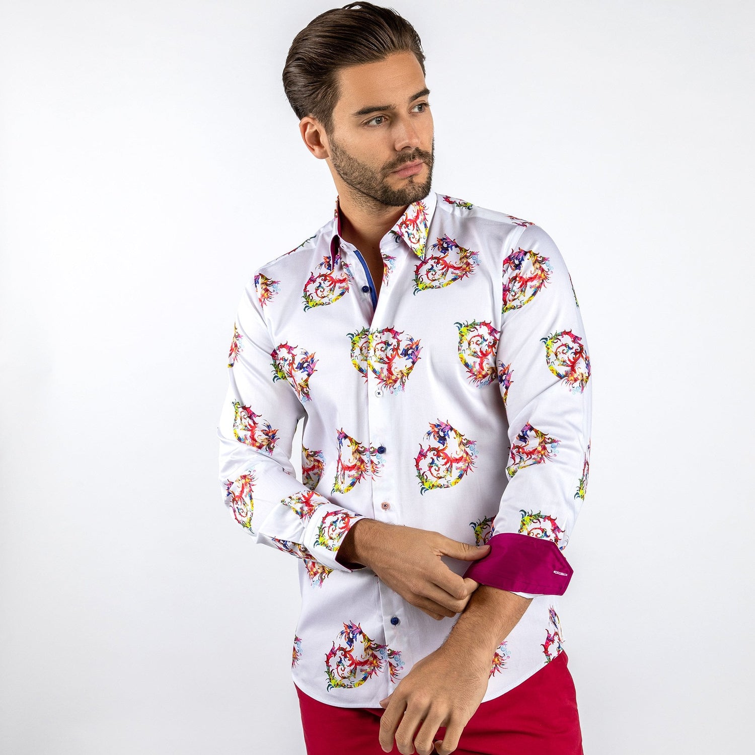 MULTICOLOUR BAROQUE ORNAMENTS PRINT SHIRT