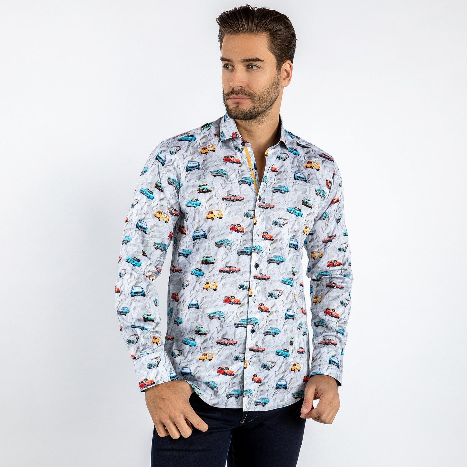 CLASSIC CAR WATERCOLOUR PRINT SHIRT