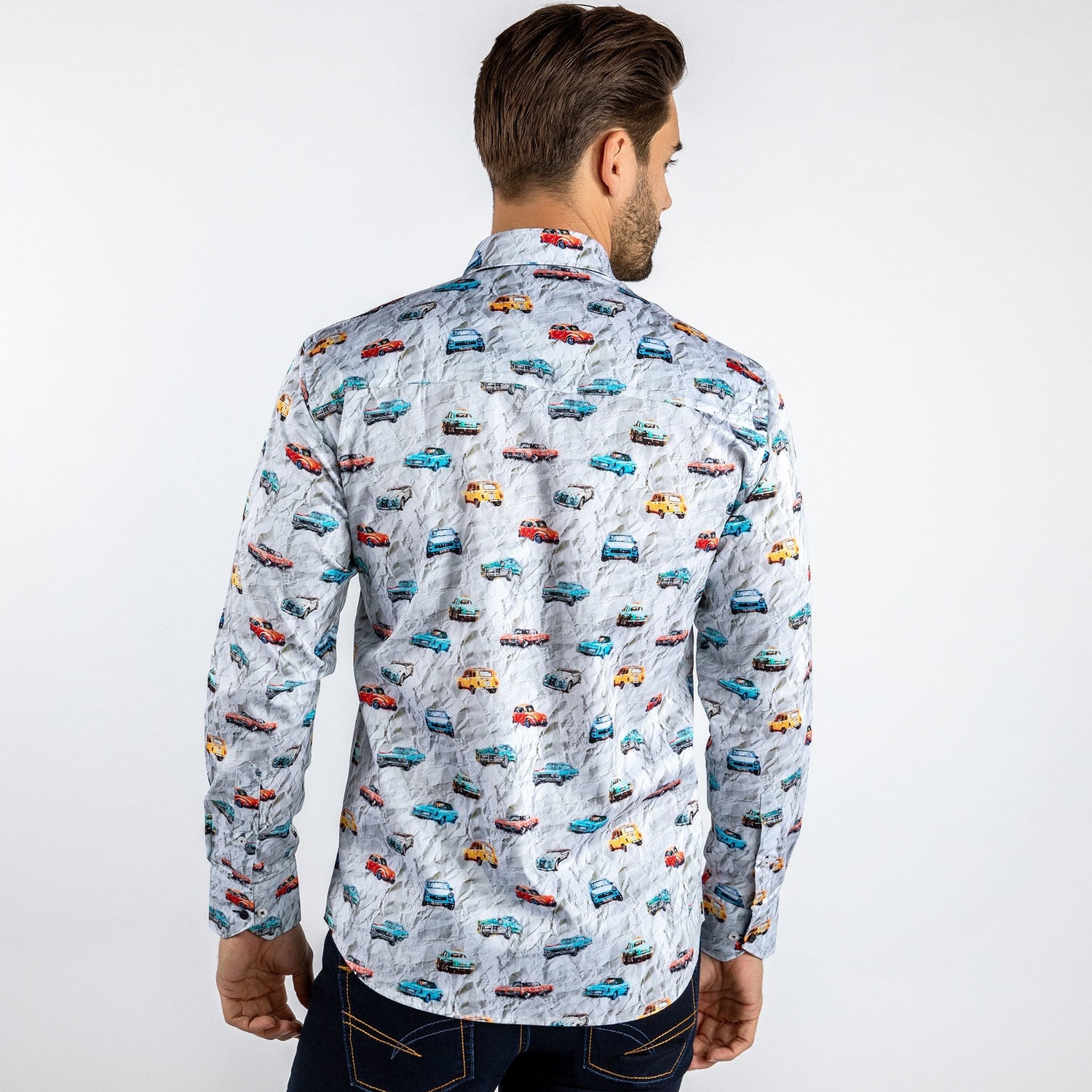 CLASSIC CAR WATERCOLOUR PRINT SHIRT