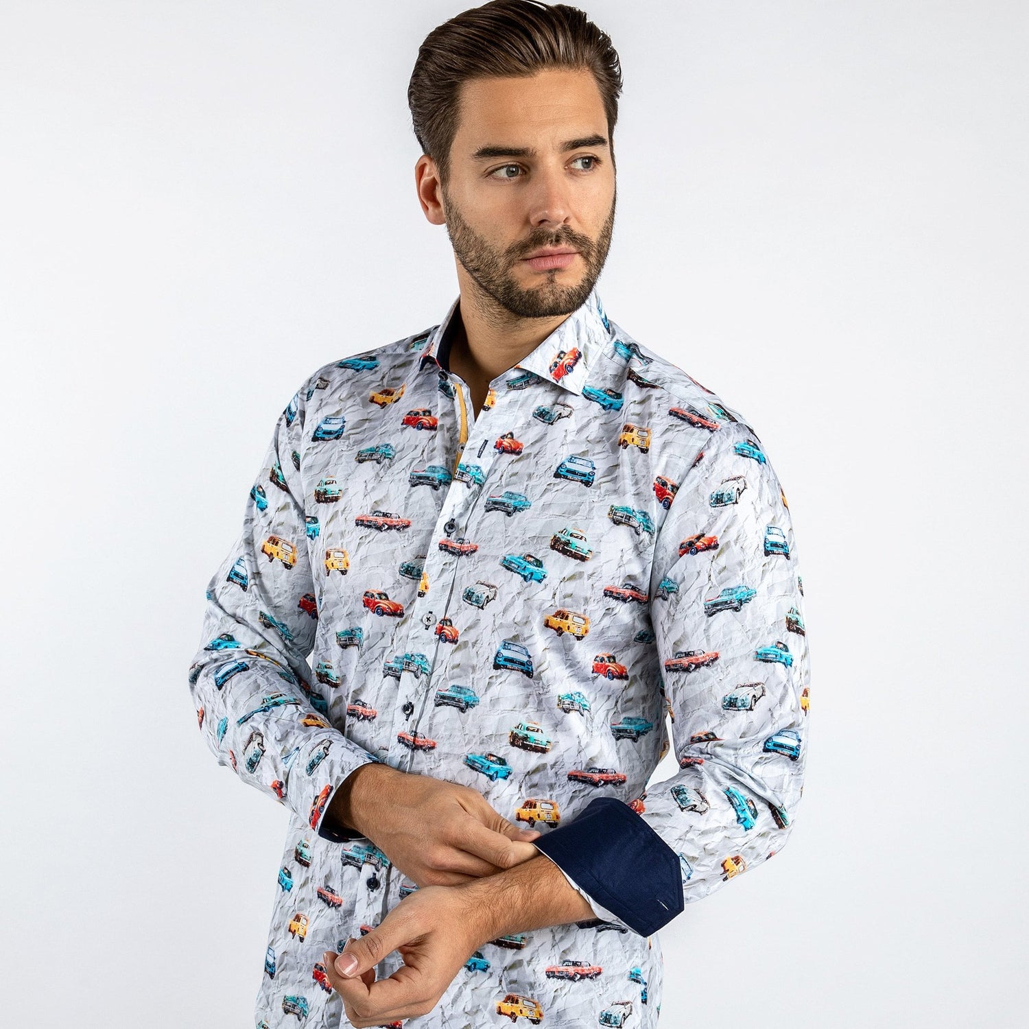 CLASSIC CAR WATERCOLOUR PRINT SHIRT