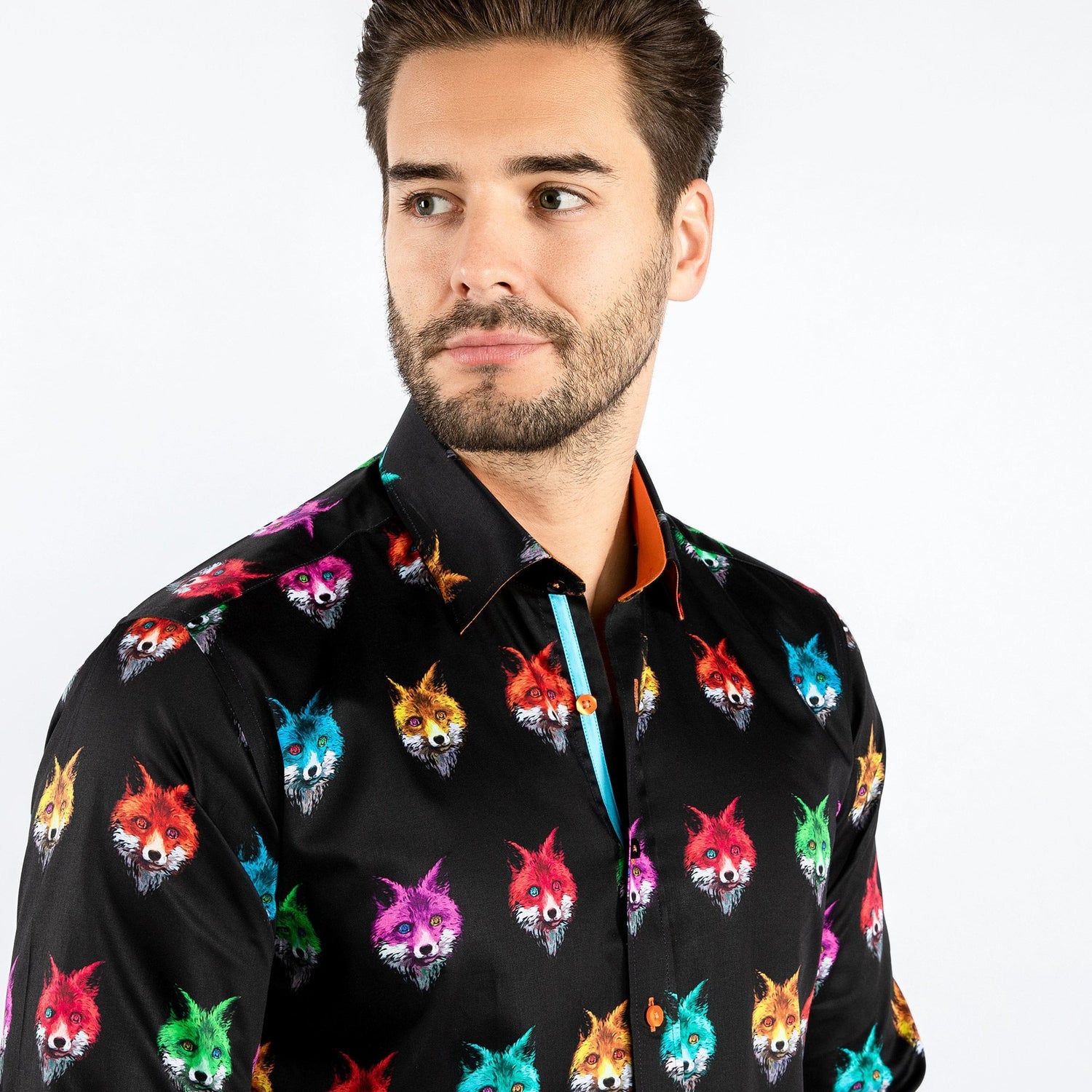 FOXES BEJEWELED PRINT SHIRT