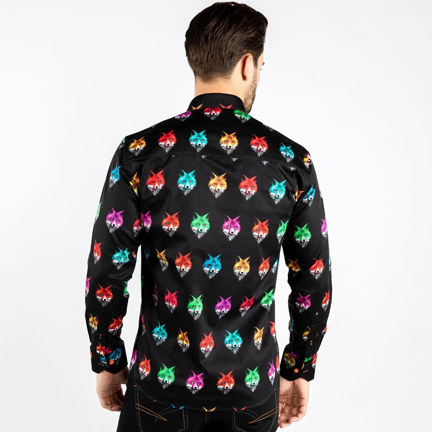 FOXES BEJEWELED PRINT SHIRT