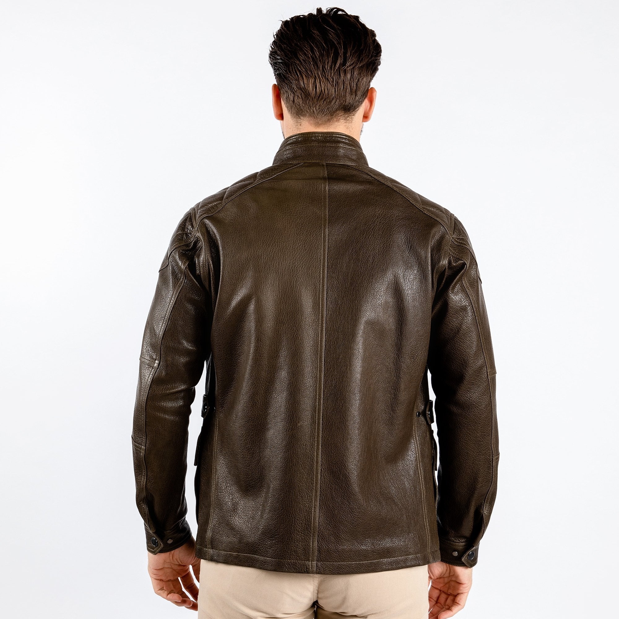 G.I.L.I. Brown Leather Open Front outlet Jacket 4