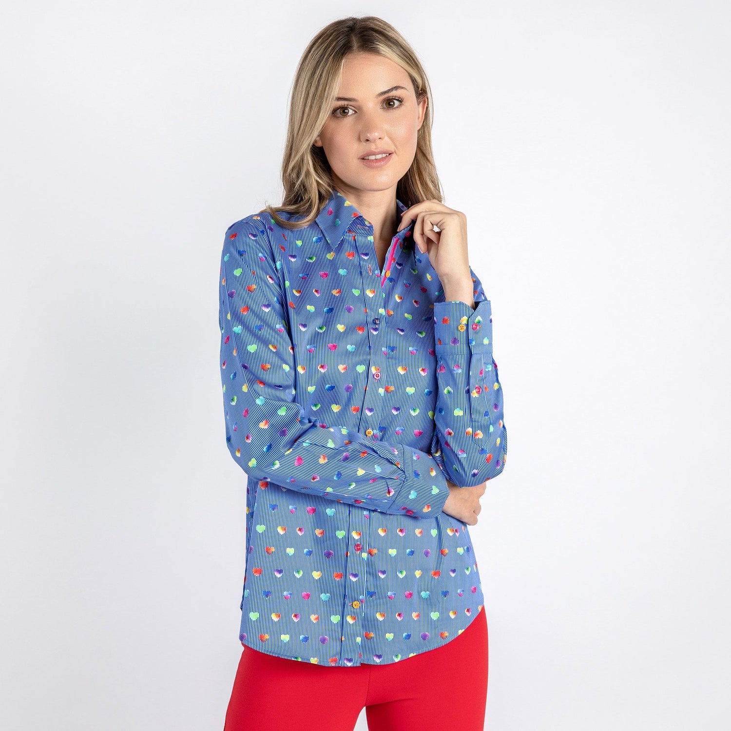 MULTICOLOUR HEART WOMENS  PRINT SHIRT