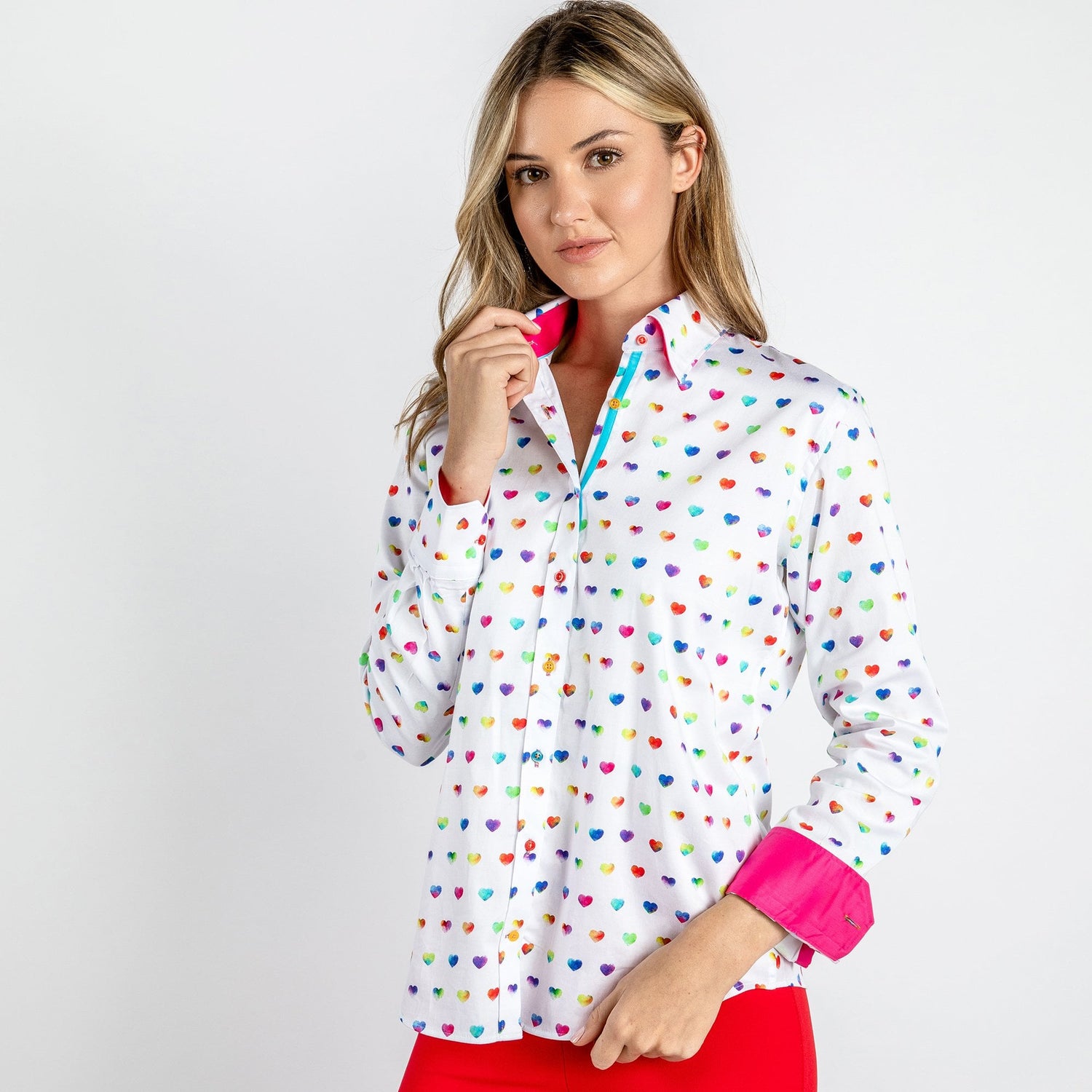 MULTICOLOUR HEART WOMENS  PRINT SHIRT