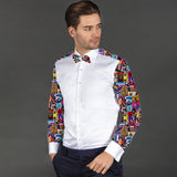 MUSICAL INSTRUMENT PRINTED TUXEDO SHIRT WITH BOWTIE