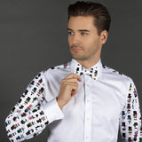 MUSTACHE MAN PRINTED TUXEDO SHIRT WITH BOWTIE