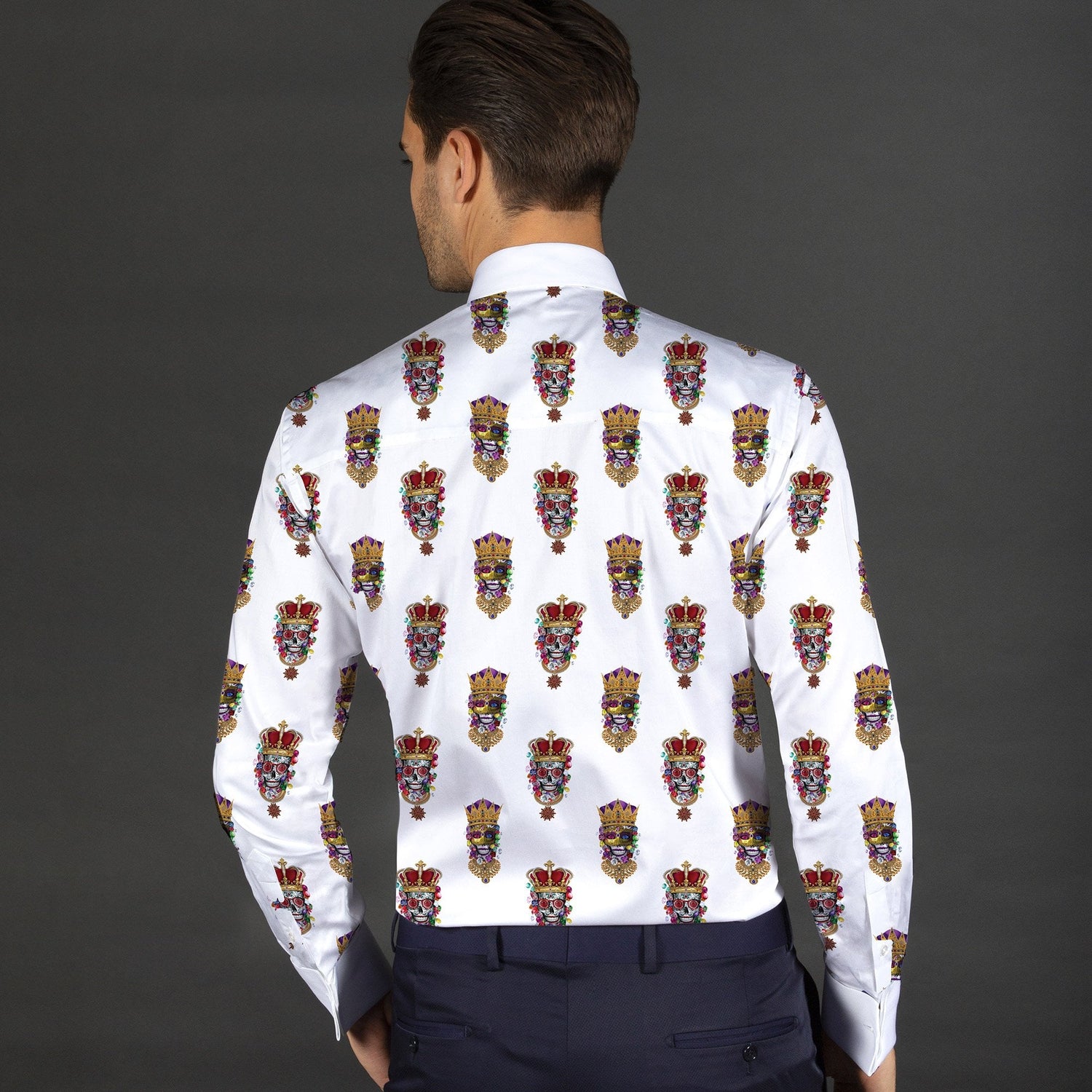 SKULL KING PRINTED TUXEDO SHIRT WITH BOWTIE