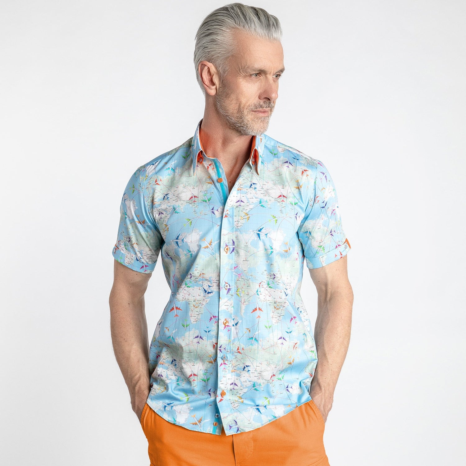 FLIGHT MAP SHORT SLEEVE PRINT SHIRT