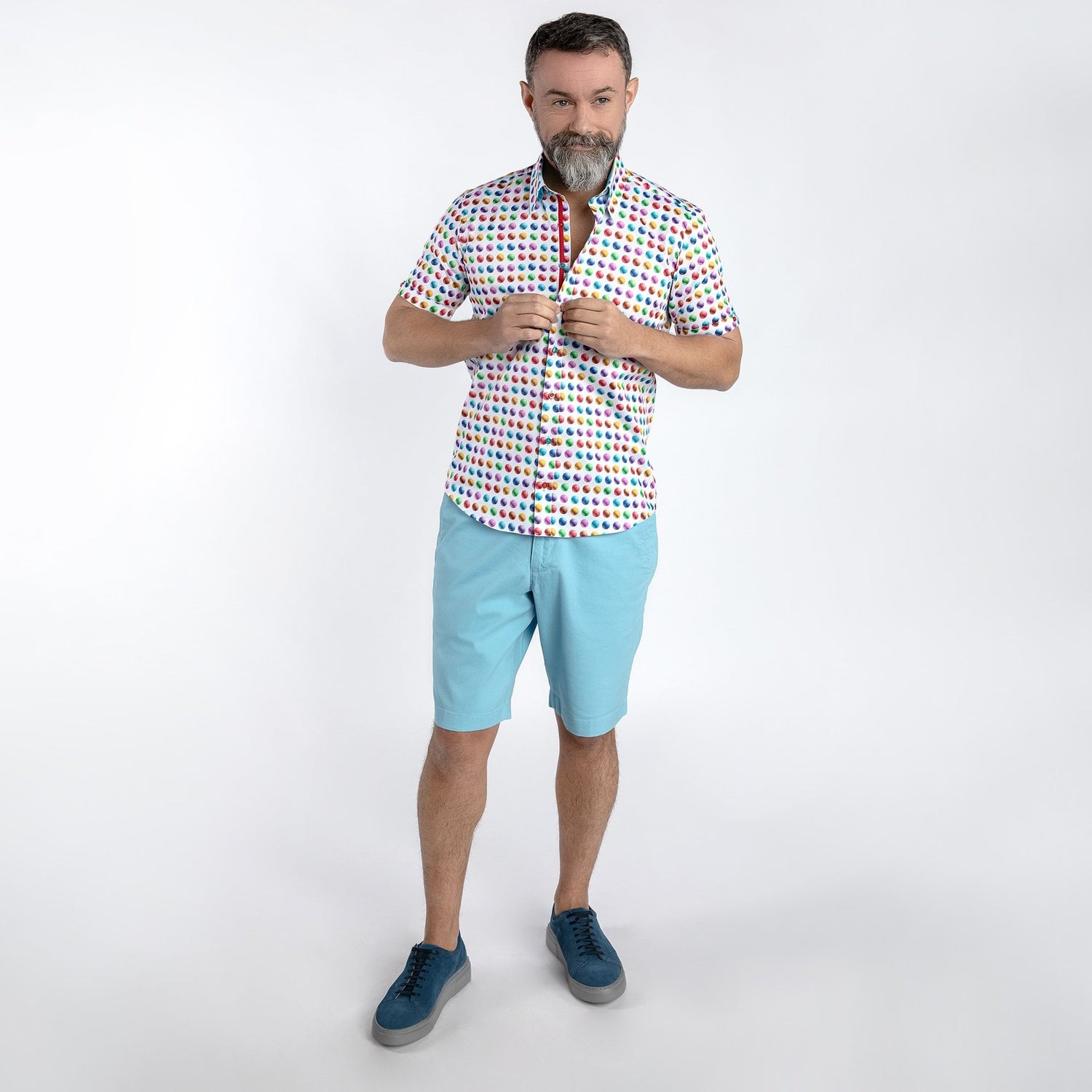 GROOVED POLKA SHORT SLEEVE SHIRT