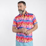 TIE DYE STRIPE CLOUDS PRINT SHORT SLEEVE SHIRT