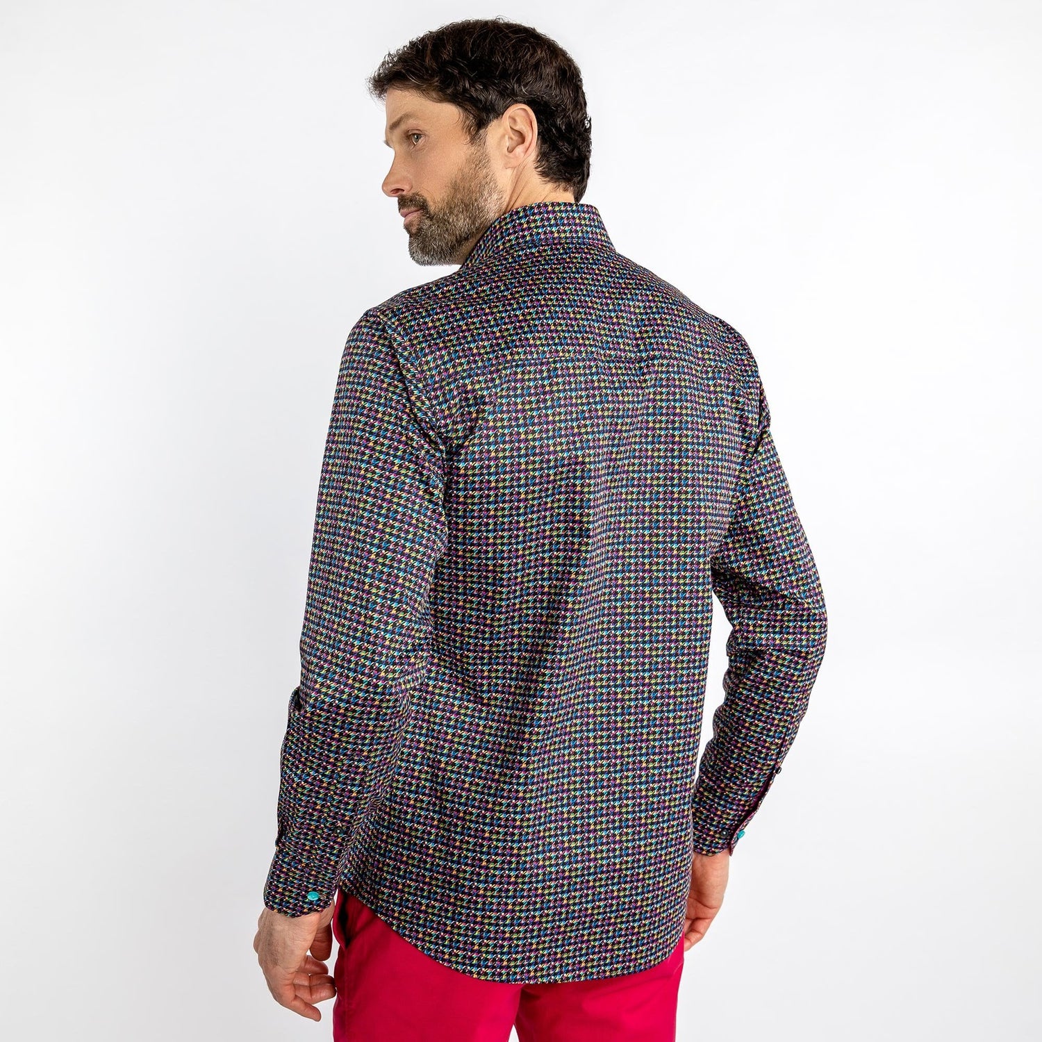 MULTICOLOUR SMALL HOUNDSTOOTH PRINT SHIRT