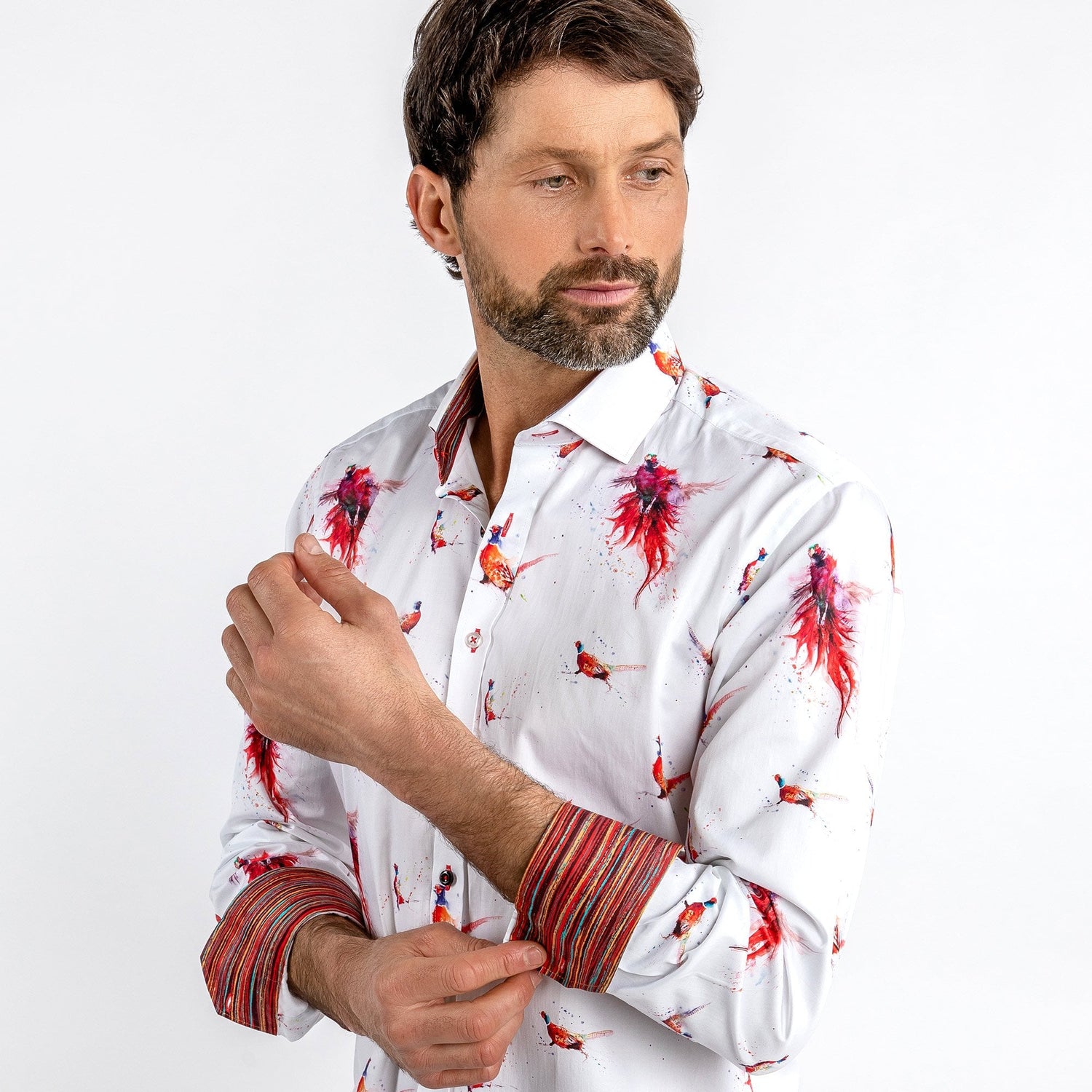 EMBLAZONED PHEASANT PRINT SHIRT