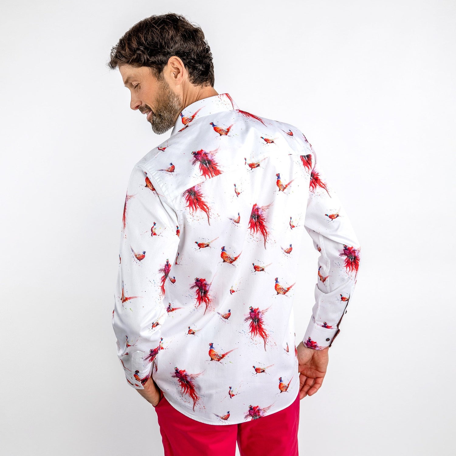 EMBLAZONED PHEASANT PRINT SHIRT