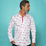 KISSING FLAMINGOS PRINT SHIRT