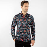 SMOKING SKULL BIKER PRINT SHIRT