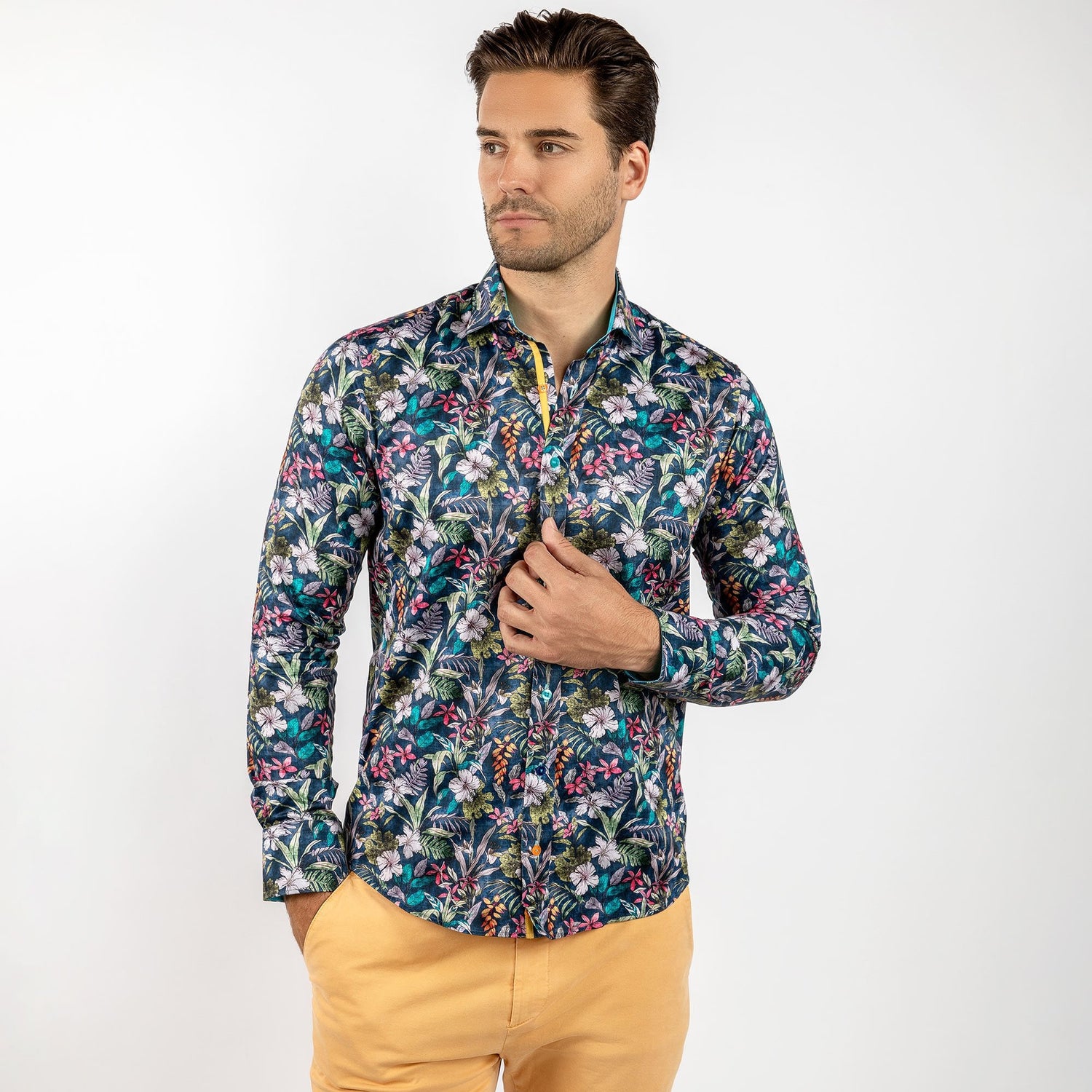 TROPICAL FAUNA FLORAL PRINT SHIRT