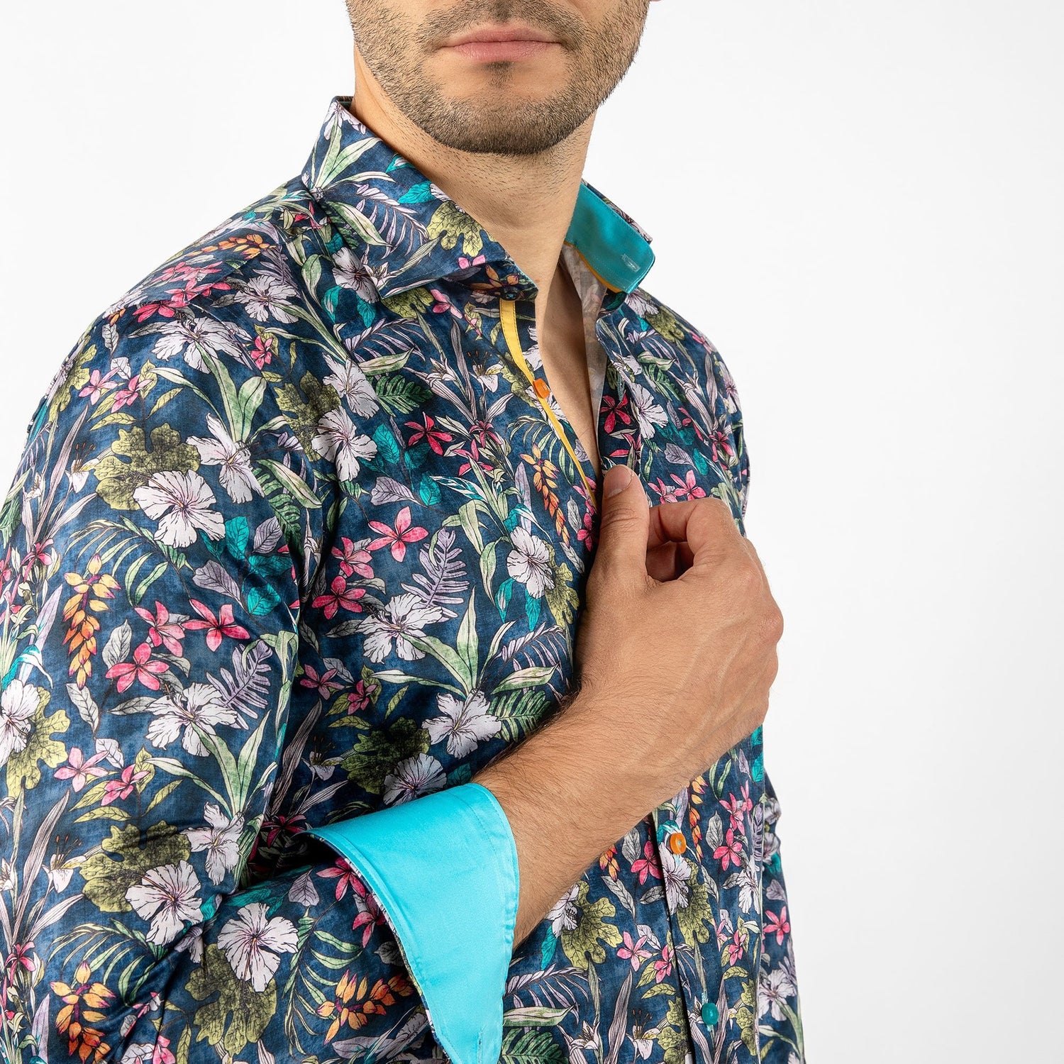 TROPICAL FAUNA FLORAL PRINT SHIRT