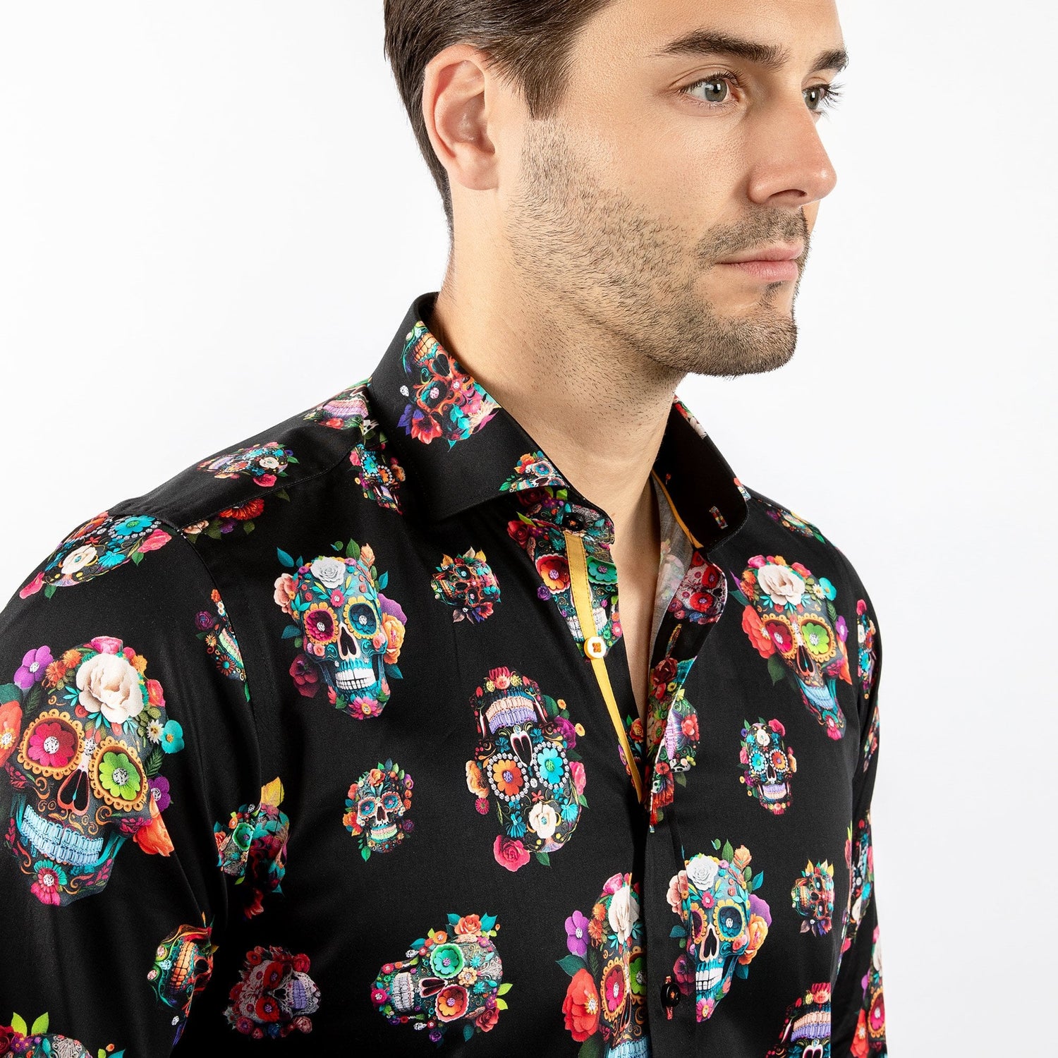 SUGAR SKULLS FUNKY 3D FLORAL PRINT SHIRT