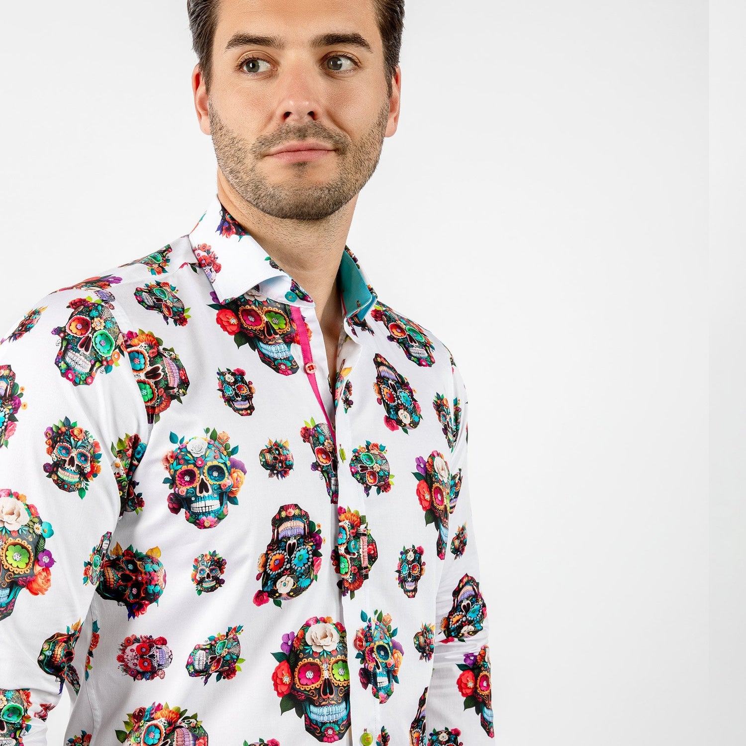 SUGAR SKULLS FUNKY 3D FLORAL PRINT SHIRT