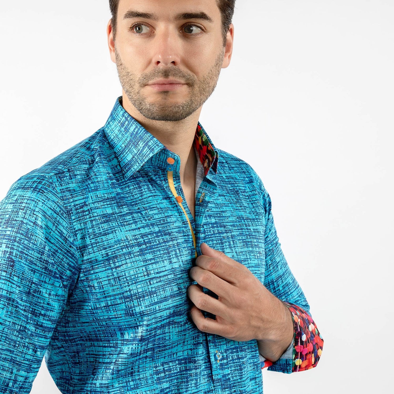 MELANGE BRUSH STROKE PRINT SHIRT