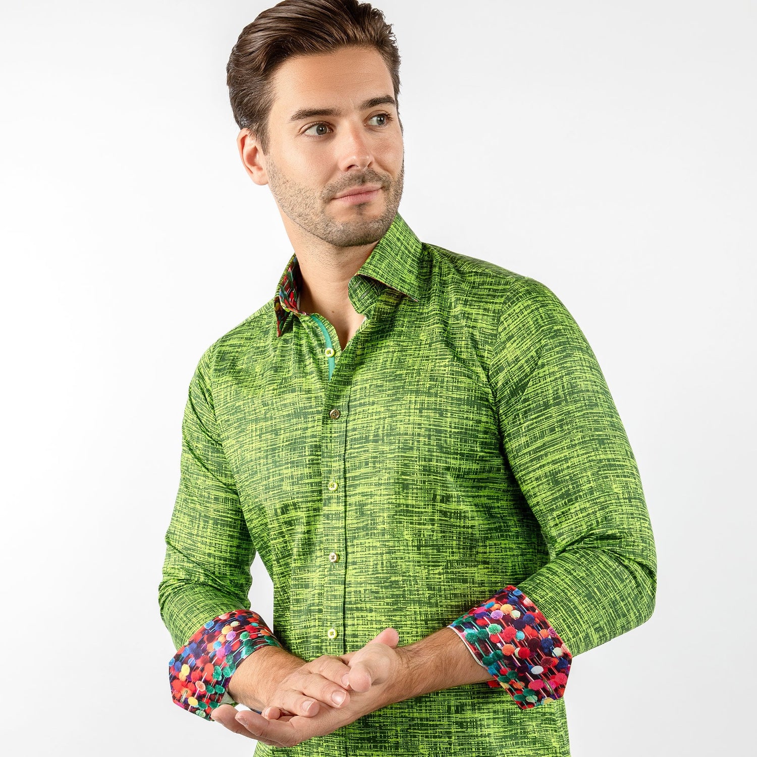 MELANGE BRUSH STROKE PRINT SHIRT