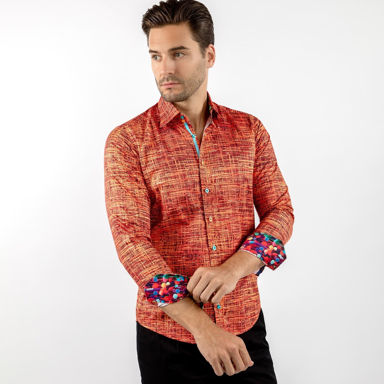 MELANGE BRUSH STROKE PRINT SHIRT