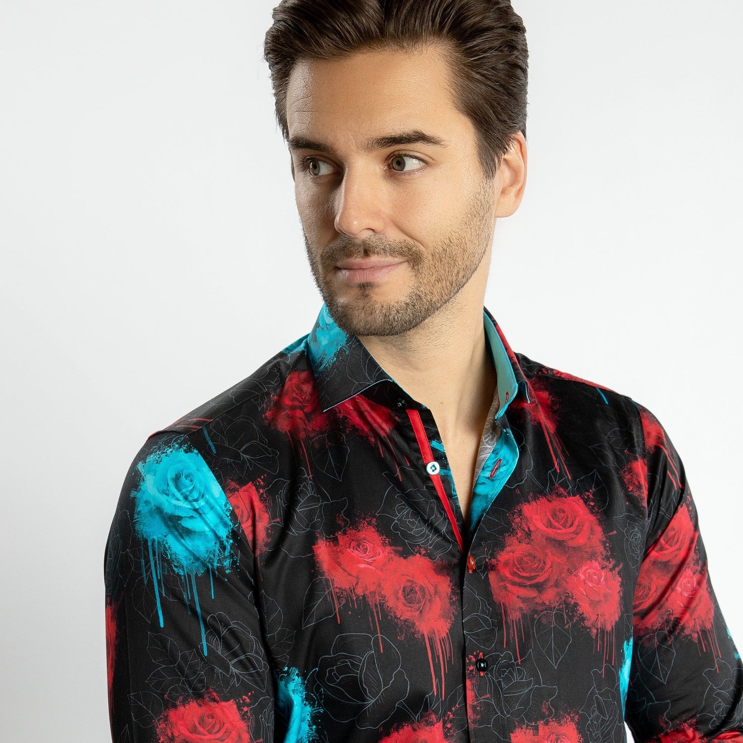 VIVID BLEEDING BLOOMS PRINT SHIRT